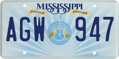 MS license plate AGW947
