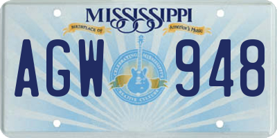 MS license plate AGW948
