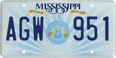 MS license plate AGW951
