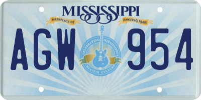MS license plate AGW954