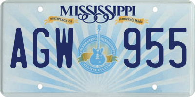 MS license plate AGW955