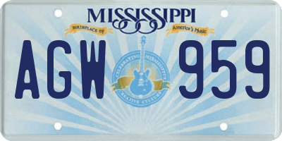 MS license plate AGW959