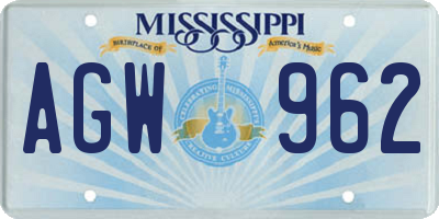 MS license plate AGW962