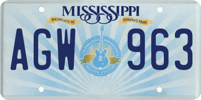 MS license plate AGW963