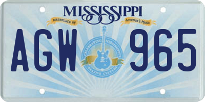 MS license plate AGW965