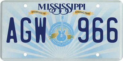 MS license plate AGW966