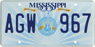 MS license plate AGW967