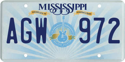 MS license plate AGW972