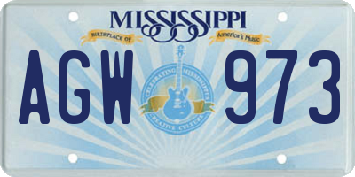 MS license plate AGW973
