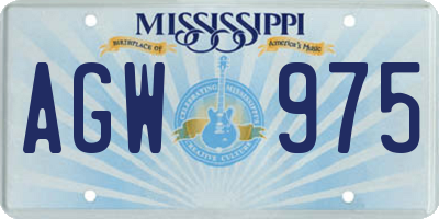 MS license plate AGW975