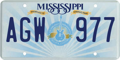 MS license plate AGW977