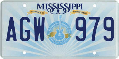 MS license plate AGW979