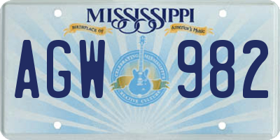 MS license plate AGW982