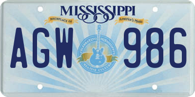 MS license plate AGW986