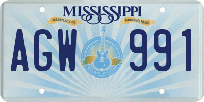 MS license plate AGW991