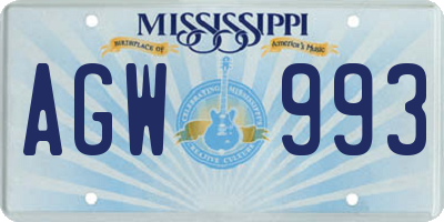 MS license plate AGW993