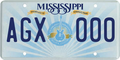 MS license plate AGX000