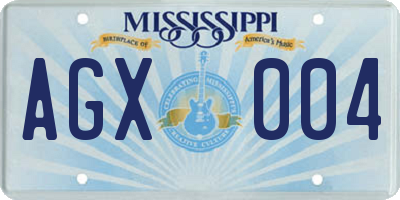 MS license plate AGX004