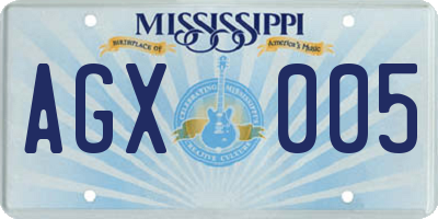 MS license plate AGX005