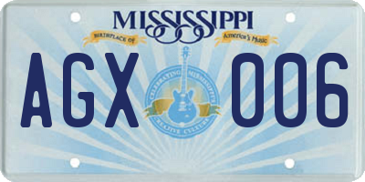 MS license plate AGX006