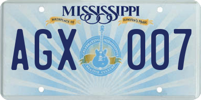 MS license plate AGX007