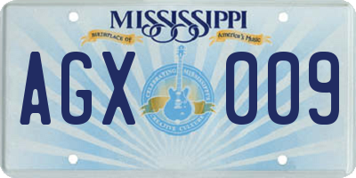 MS license plate AGX009