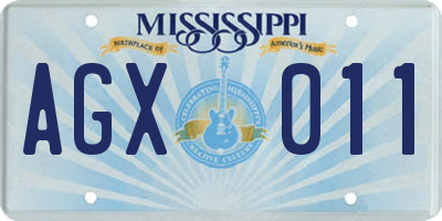 MS license plate AGX011