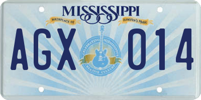 MS license plate AGX014