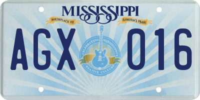 MS license plate AGX016