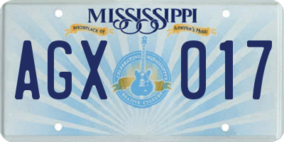 MS license plate AGX017