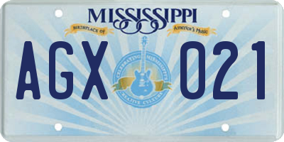 MS license plate AGX021