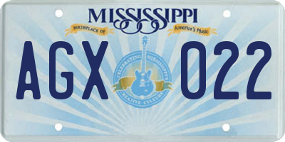 MS license plate AGX022