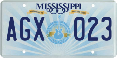 MS license plate AGX023