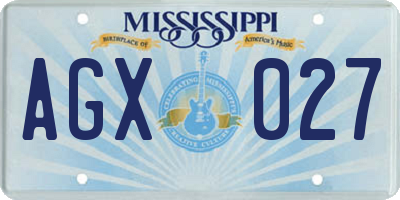 MS license plate AGX027