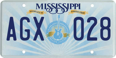 MS license plate AGX028