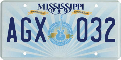 MS license plate AGX032