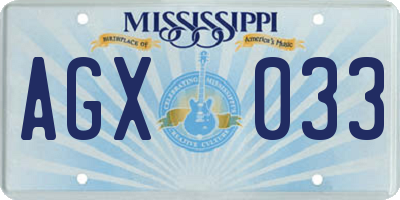 MS license plate AGX033