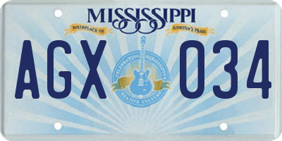 MS license plate AGX034