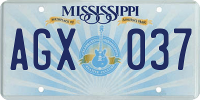 MS license plate AGX037