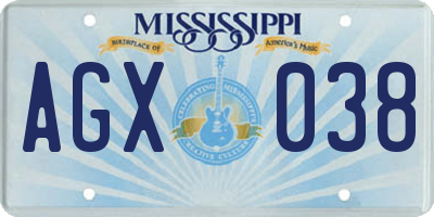 MS license plate AGX038