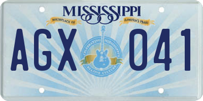 MS license plate AGX041