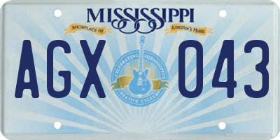 MS license plate AGX043
