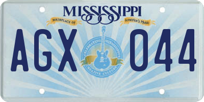 MS license plate AGX044