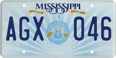 MS license plate AGX046