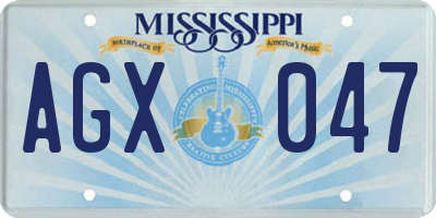 MS license plate AGX047