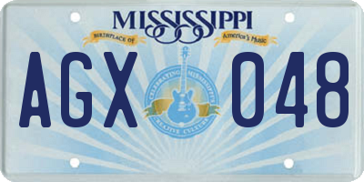 MS license plate AGX048