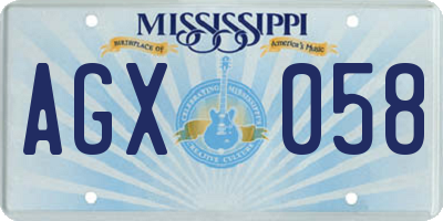 MS license plate AGX058