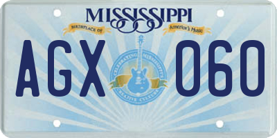 MS license plate AGX060