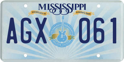 MS license plate AGX061
