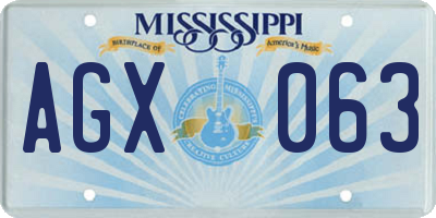 MS license plate AGX063
